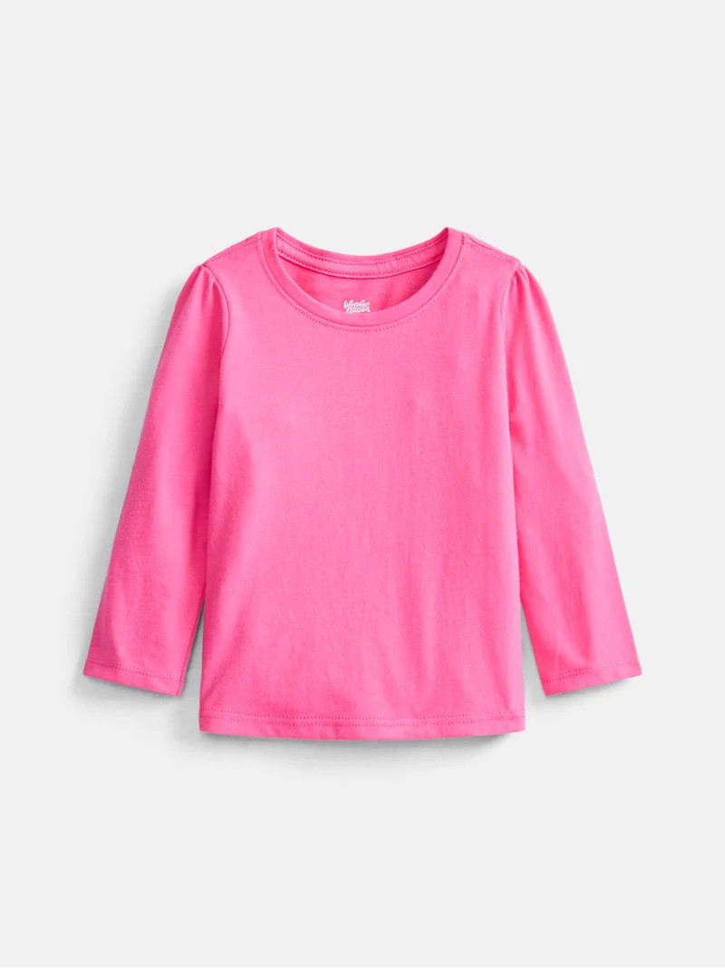 Wonder Nation Baby and Toddler Girls Graphic Tee with Long Puff Sleeves, Sizes 0M-5T | Walmart (US)