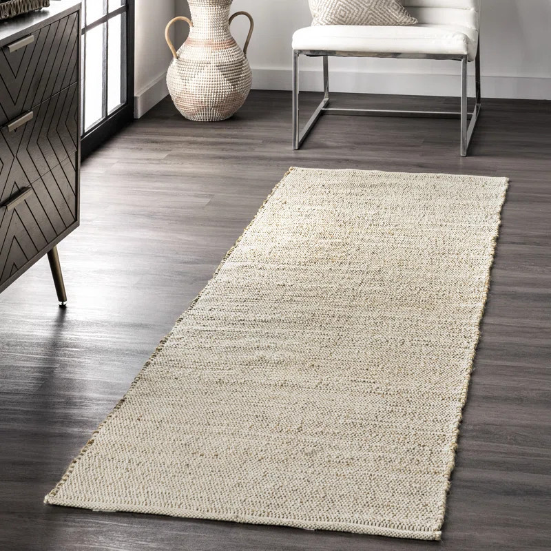 Helton Farmhouse Jute Blend Natural Tan Area Rug | Wayfair North America