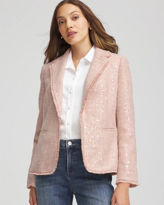 Women's Party Tweed Sequins Blazer in Pink | Chico's | Chico's