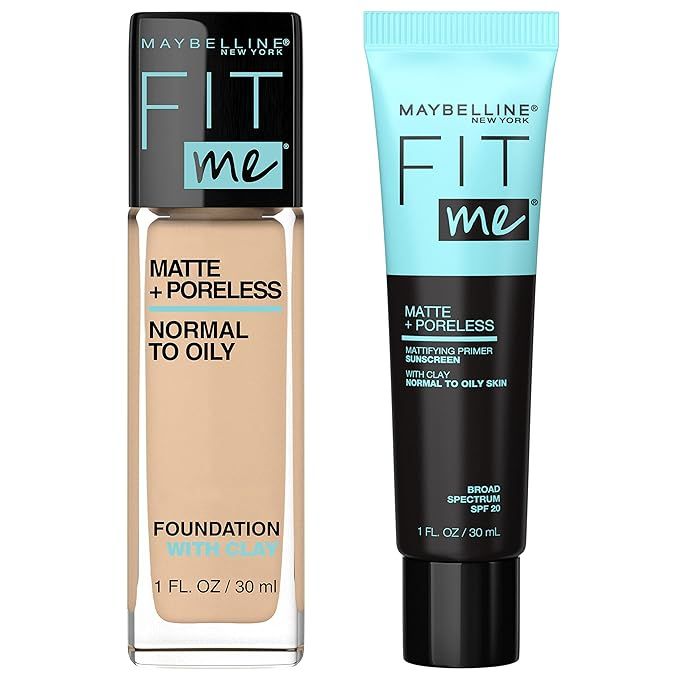 Maybelline Fit Me Matte + Poreless Liquid Foundation Natural Beige and Fit Me Mattifying Primer B... | Amazon (US)
