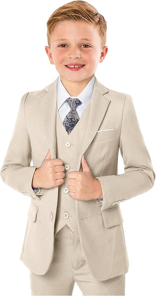 Boys’ Formal Suit 5 Piece Set, Toddler Tuxedos for Wedding, Suits for Teens Boy Dress School Cl... | Amazon (US)