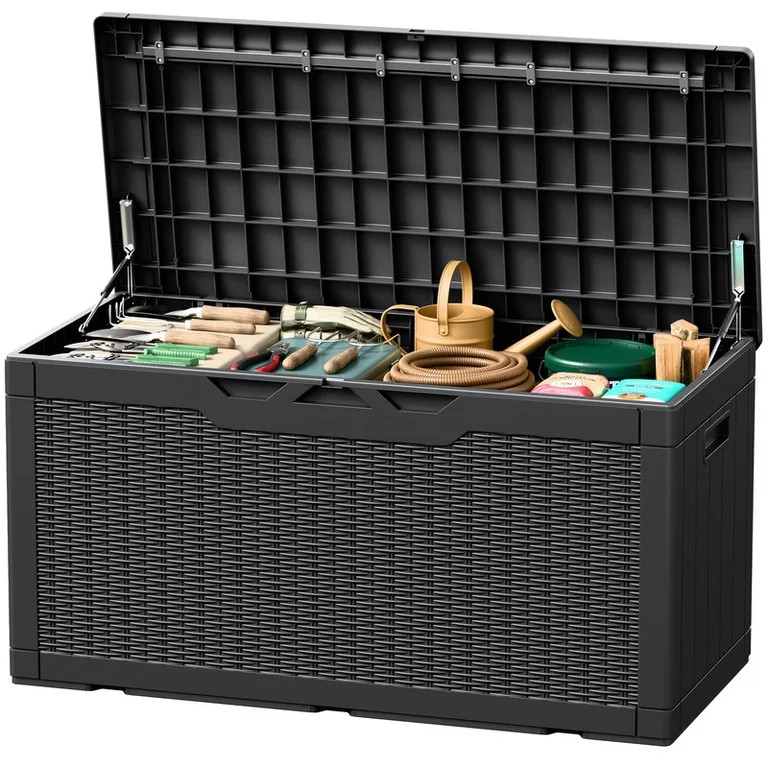 Devoko Outdoor Weatherproof 105 Gallon Resin Deck Box, Black | Walmart (US)