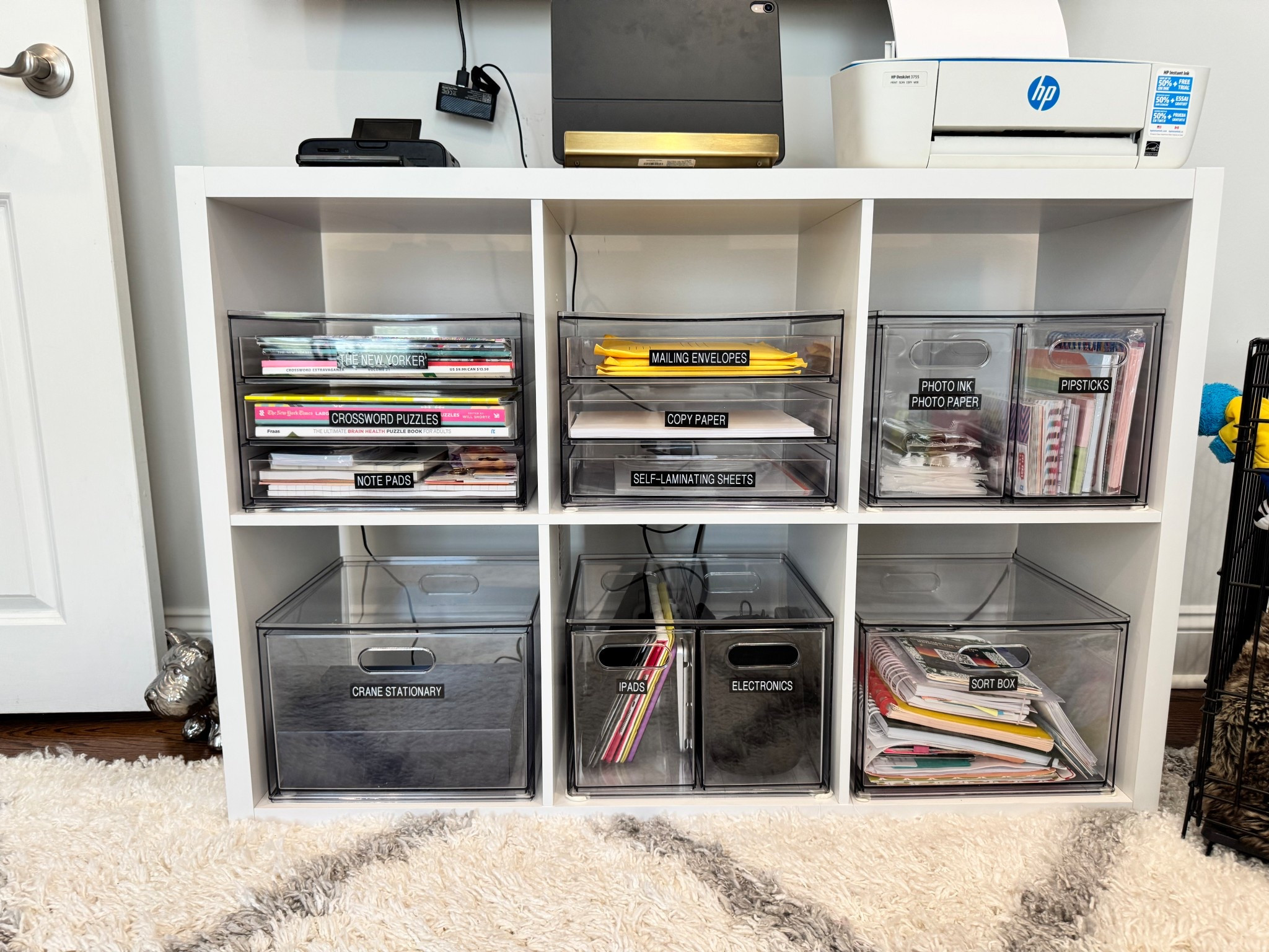 Office organization set-up fully from Target except for the black label tape we use 🖤 all linked 

#LTKHome #LTKOver40 #LTKmomlife