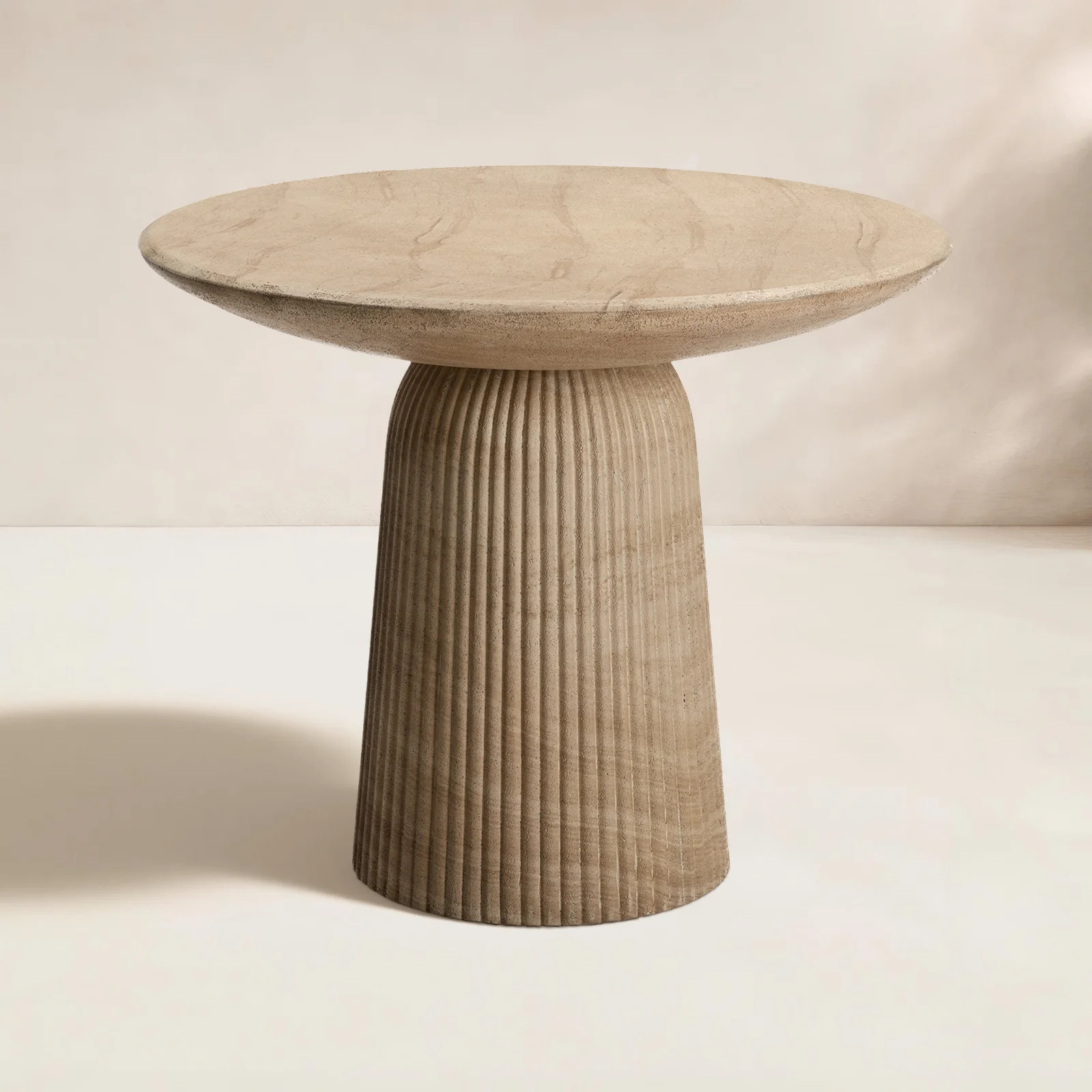 Foundry Select Faux Travertine Bistro Table Tithi Concrete Patio Table for Indoor and Outdoor Use | Wayfair North America