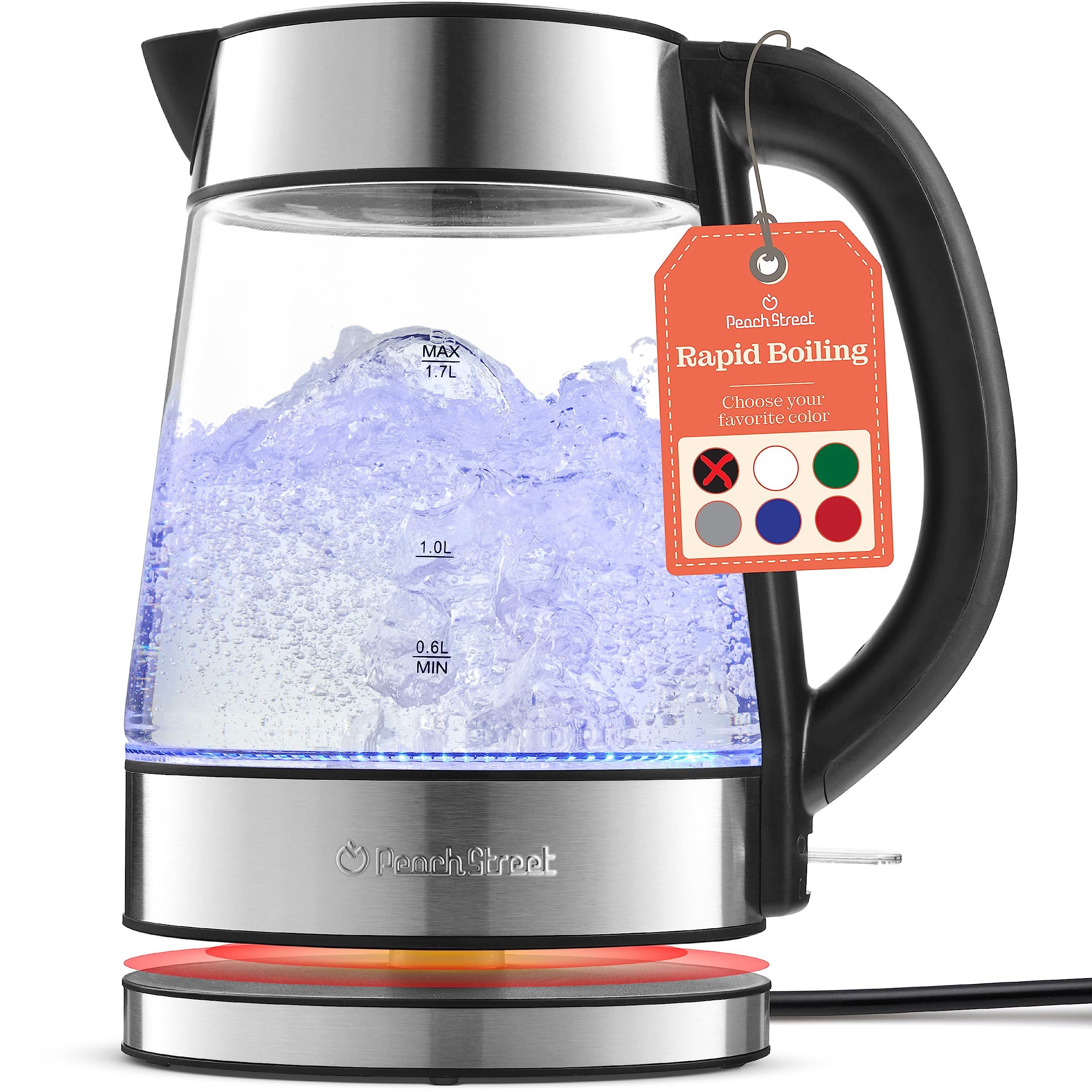 Speed-Boil Water Electric Kettle, 1.7L 1500W, Coffee & Tea Kettle Borosilicate Glass, Wide Opening,  | Amazon (US)
