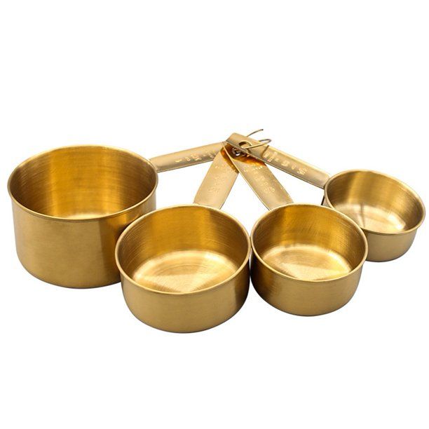 Yannee Baking Measuring Cup Set Stainless Steel Measuring Cup with Graduation Gold (4 Pcs) | Walmart (US)