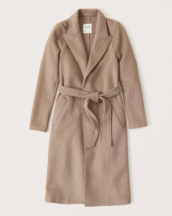 Wool-Blend Belted Dad Coat | Abercrombie & Fitch (US)