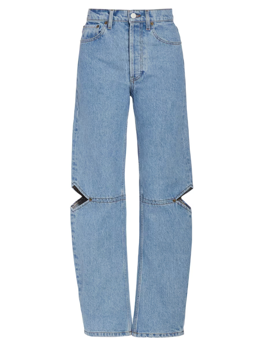 Shop Still Here Cowgirl High-Rise Cut-Out Straight-Leg Jeans | Saks Fifth Avenue | Saks Fifth Avenue