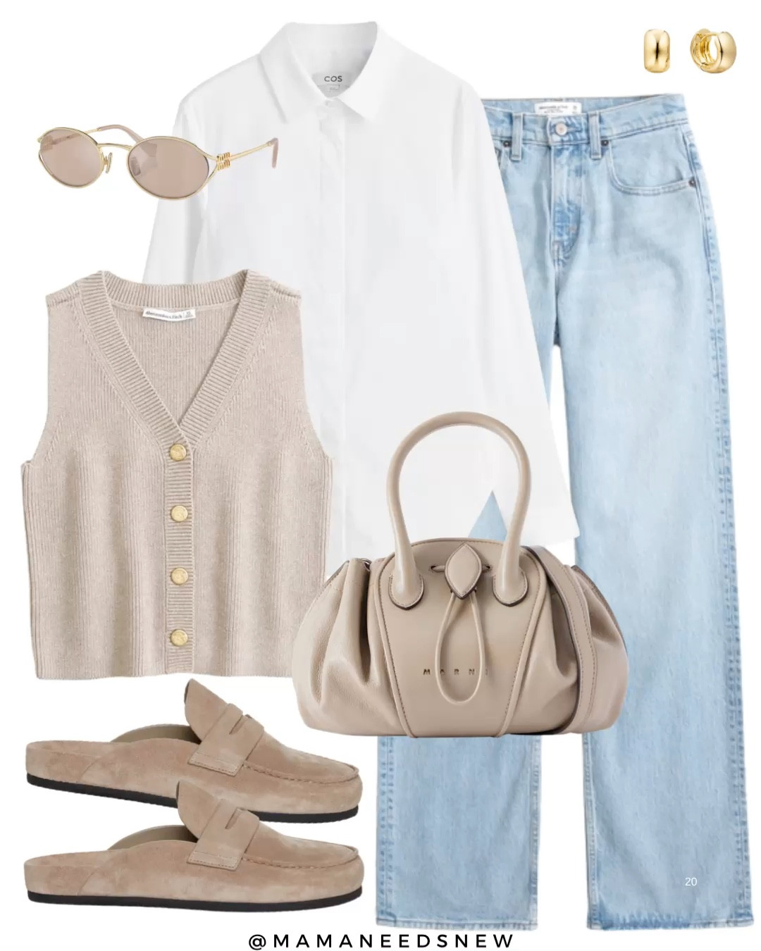 A spring outfit with a white shirt, vest top, jeans, loafer mules, top handle bag 🤍

#LTKSpringSale #LTKSeasonal #LTKSaleAlert