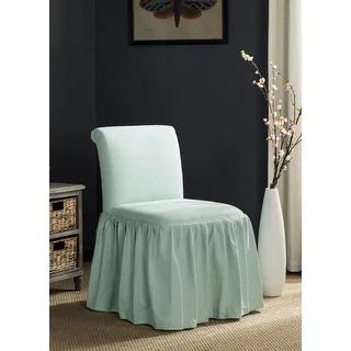 SAFAVIEH Ivy Robins Egg Blue Linen Blend Vanity Chair - 19.7" x 23.6" x 31.9" - MCR4200B | Bed Bath & Beyond