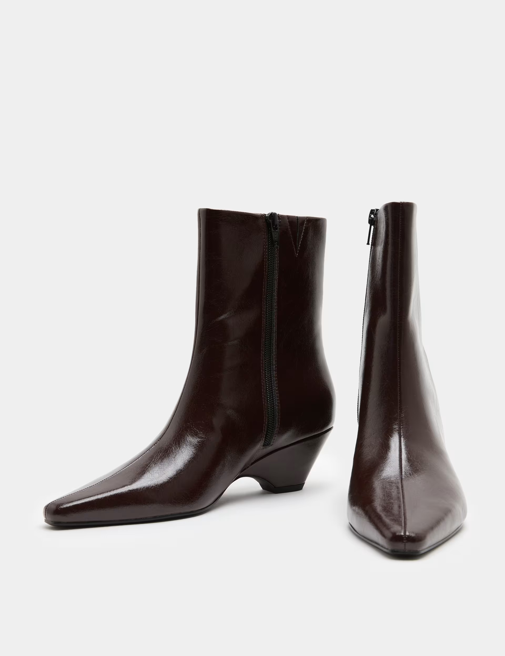 M&S Polished Chisel Toe Wedge Ankle Boots Black | Marks & Spencer (UK)