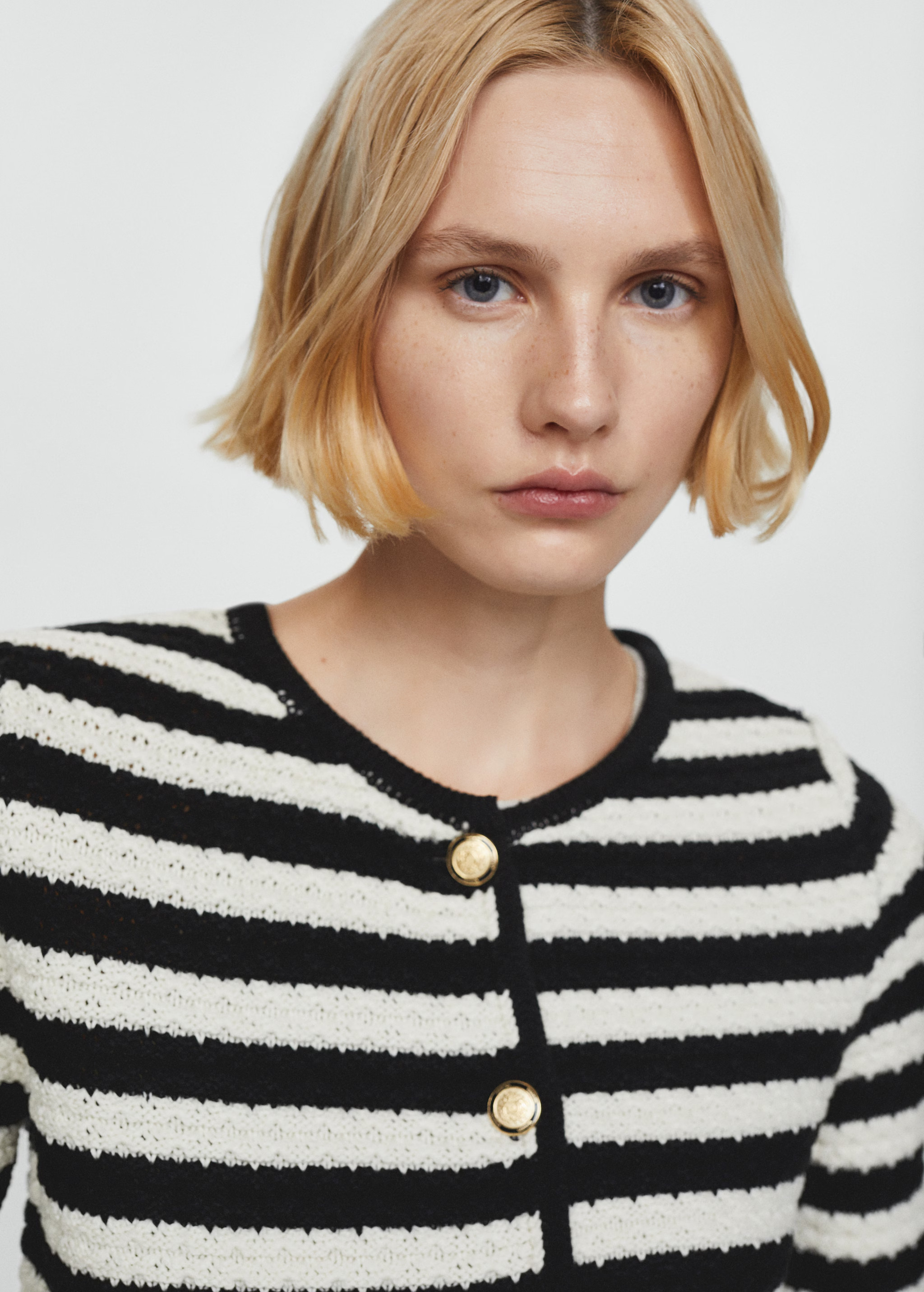 Striped cardigan with jewel buttons | MANGO (US)