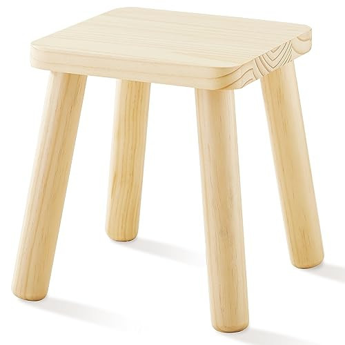 Beright Wooden Step Stool for Kids, Children's Stool fit with Sensory Table, Sturdy Sitting Stool with Assembled Four-Legged, for Children, Toddler, Square, 1 Pack | Amazon (US)