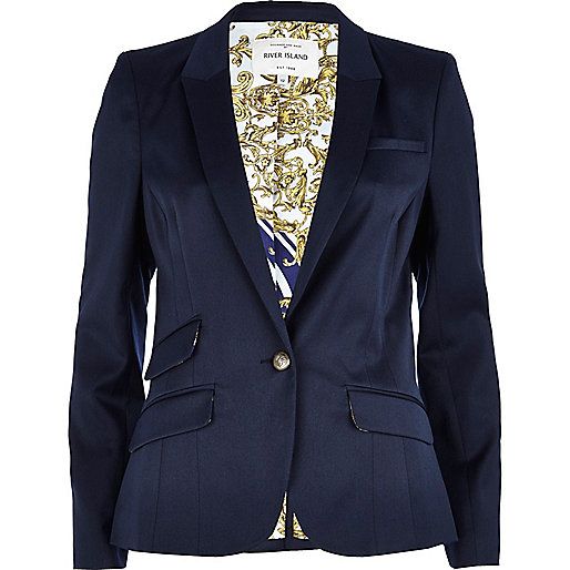 Navy tailored blazer | River Island (US)