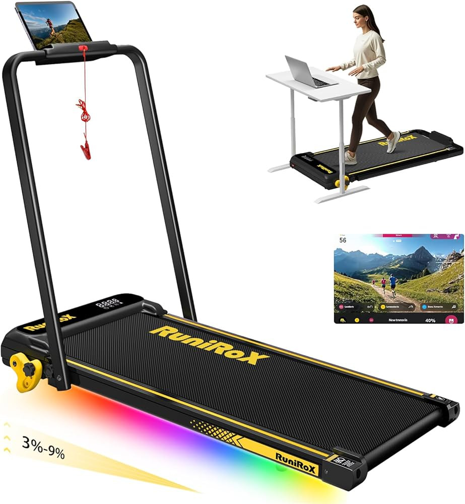 Walking Pad Treadmill with Incline and Lights, Under Desk Treadmill with Incline for Home Office,... | Amazon (US)