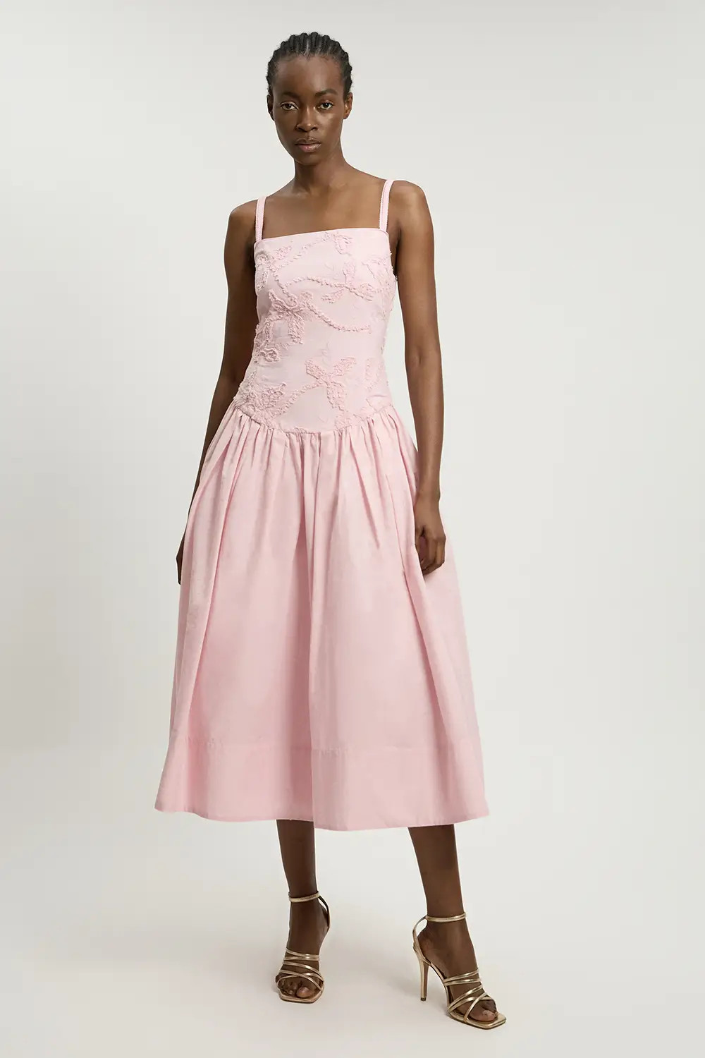 Textured Floral Woven Midi Dress | Karen Millen