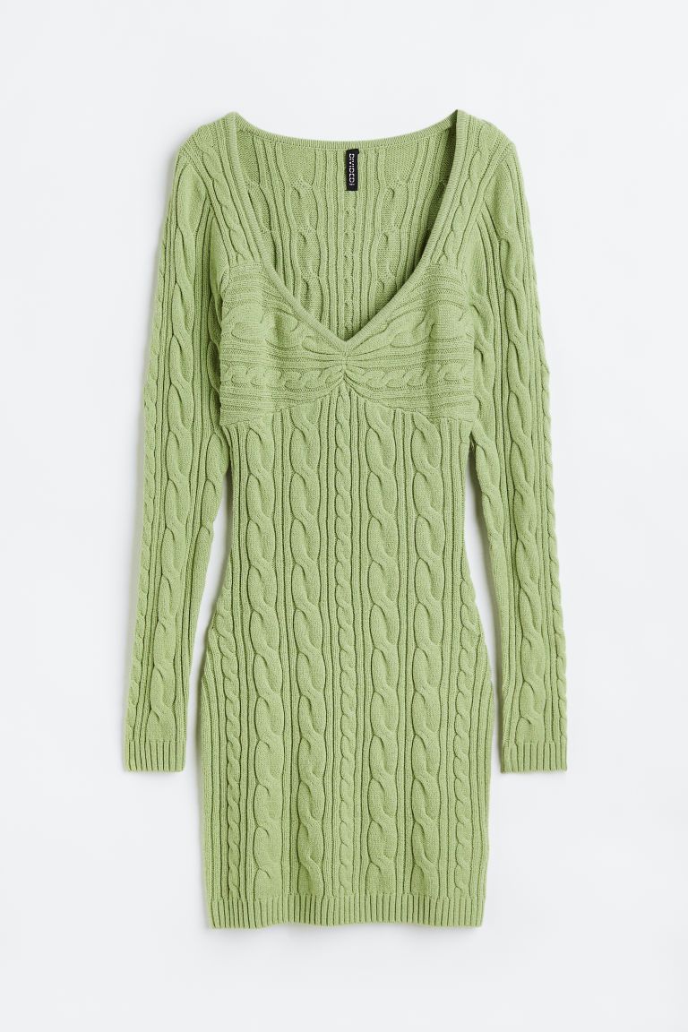 H & M - Cable-knit Dress - Green | H&M (US + CA)