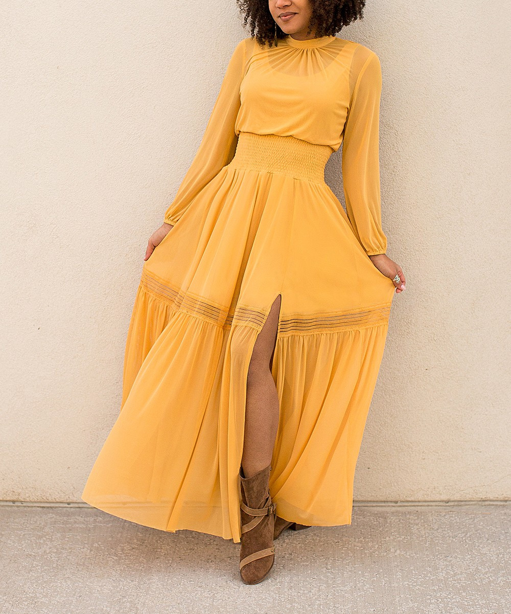 Joyfolie Women Women's Casual Dresses - Mustard Celestine Maxi Dress - Women | Zulily