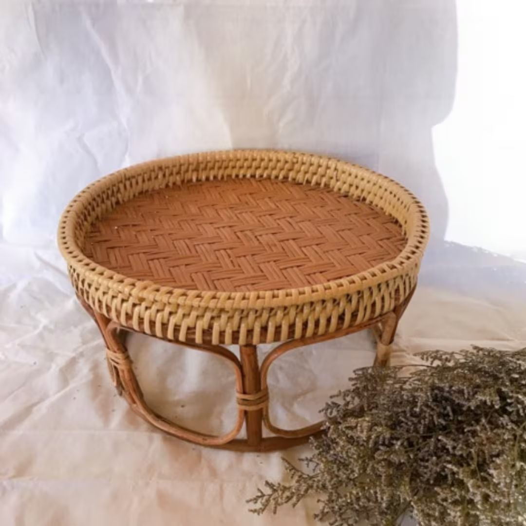Thai Khantoke Tables - Lanna Rattan Table from Northern Thailand 10 Inches | Etsy (US)