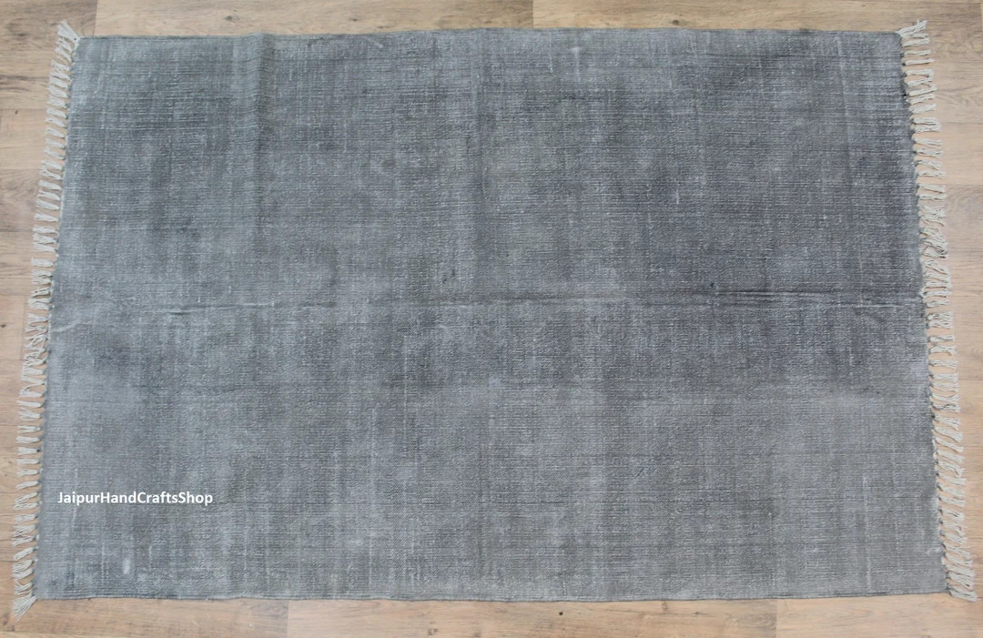 8x8 Ft Handmade Square Gray solid design cotton Area Rug, Boho Rug Nordic Rug, in various Sizes:-... | Etsy (US)