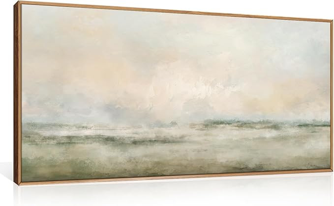 Aryroi Abstract Natural Landscape Framed Canvas Wall Art Set, Watercolor Tan Green Beige Wall Dec... | Amazon (US)