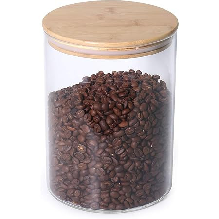 77L Food Storage Jar with Wooden Lid, 103 FL OZ (3050 ML) Airtight Seal Glass Coffee Bean Contain... | Amazon (US)