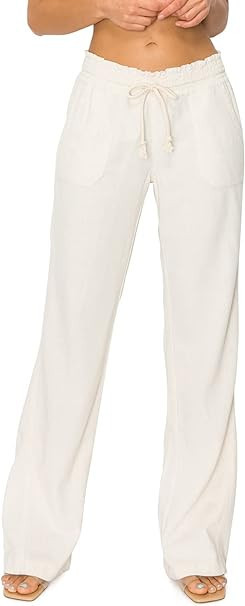 Cali1850 Women's Casual Linen Pants - 32" Inseam Oceanside Drawstring Smocked Waist Lounge Beach ... | Amazon (CA)