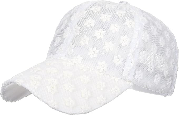 Women's Lace Small Flower Baseball Caps Adjustable Hollow Lace Hat Summer Cap Visor Cap | Amazon (US)