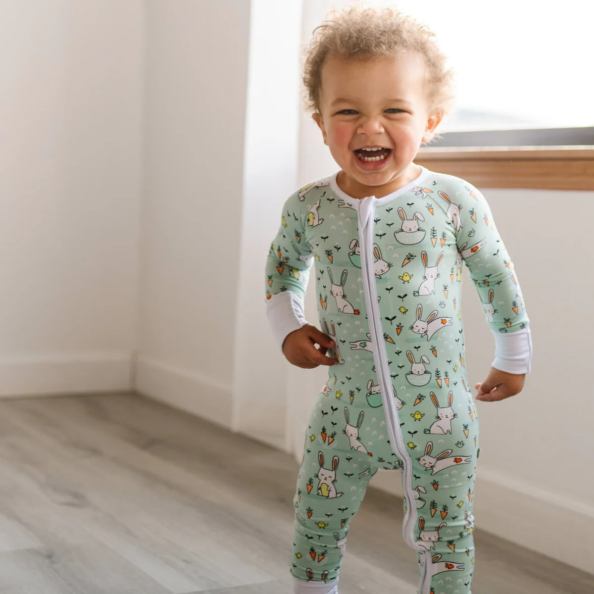 Mint Bunnies Baby & Toddler Bamboo Viscose Zippy | Little Sleepies