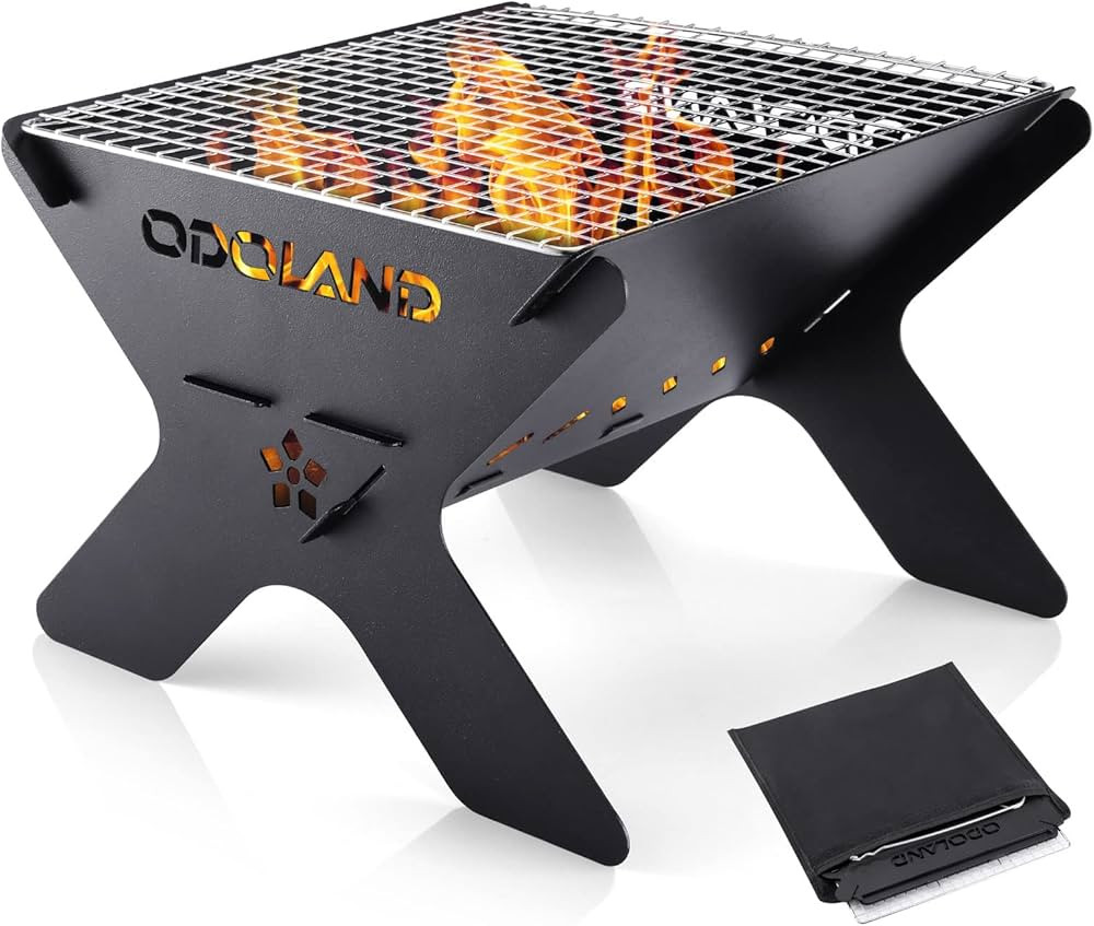 Odoland Camping Campfire Grill, Portable Folding Charcoal Grills, Backpacking BBQ Grill, Heavy Du... | Amazon (US)