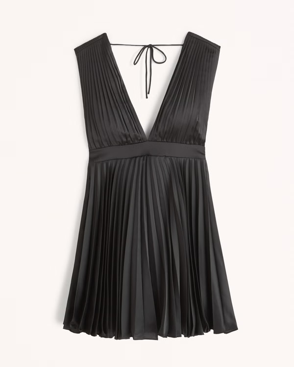 Plunge Pleated Mini Dress | Abercrombie & Fitch (US)