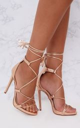 Rose Gold PU Tassel Lace Up Heels | PrettyLittleThing UK