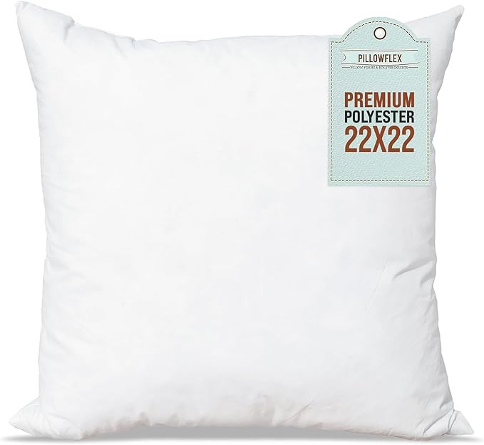 Pillowflex Premium Polyester Throw Pillow Insert - 22x22 - Ultra Soft Square Throw Pillow, Couch ... | Amazon (US)