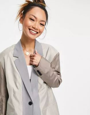 French Connection oversize blazer and wide leg pants in gray set | ASOS | ASOS (Global)