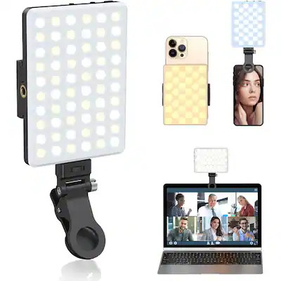 Schertz - Portable 60-LED Selfie & Phone Clip Light, 3 Modes, USB-C Rechargeable - Black | Best Buy U.S.