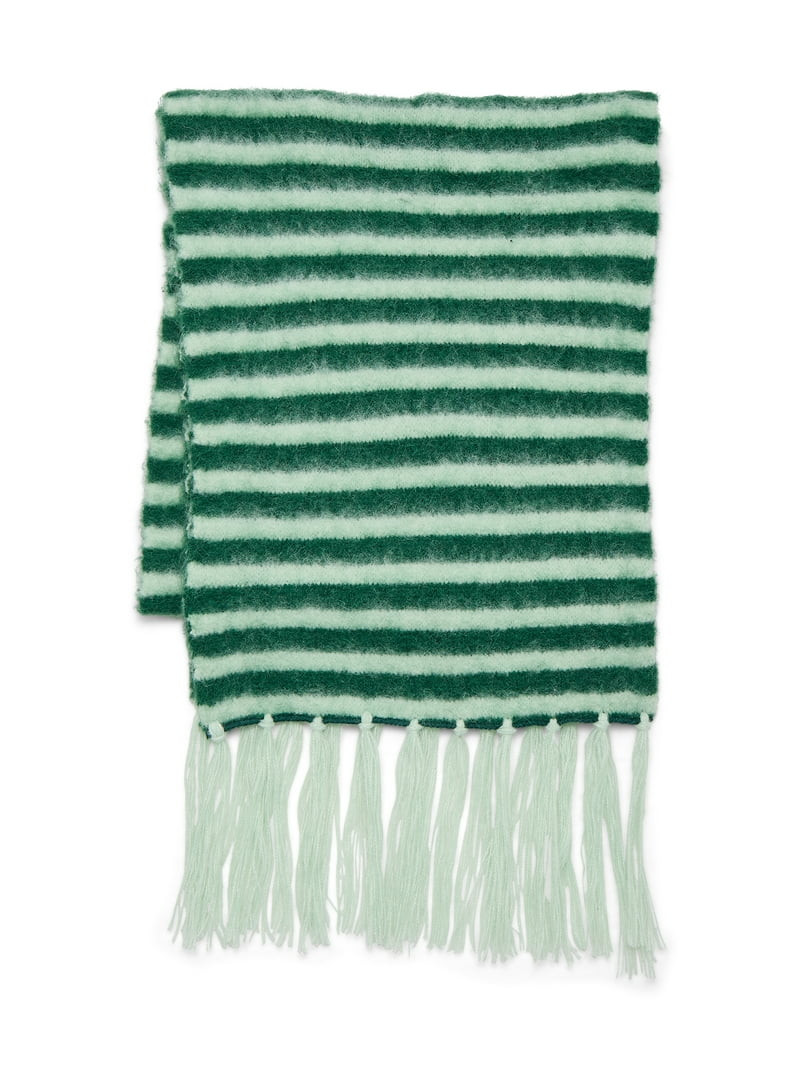 No Boundaries Striped Scarf, Women's, Mint Multi | Walmart (US)