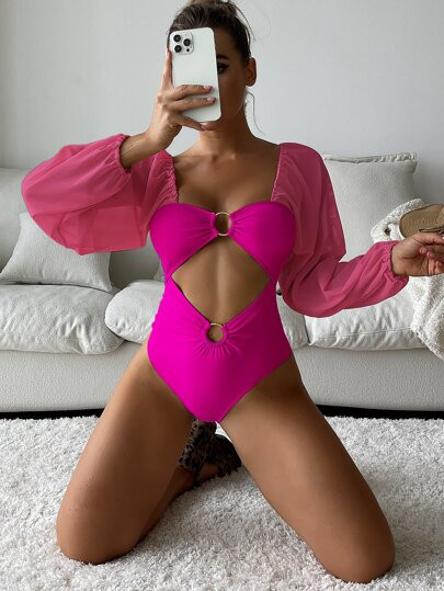 Cut-out Ring Linked One Piece Swimsuit | SHEIN