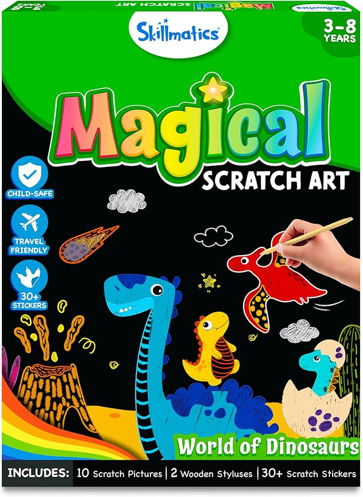 Skillmatics Magical Scratch Art Book for Kids - Dinosaurs, Craft Kits, Stocking Stuffers, DIY Act... | Amazon (US)