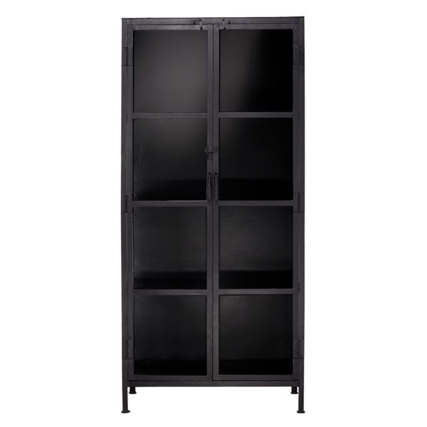 Union Black Iron with Clear Glass Curio Cabinet | Bellacor