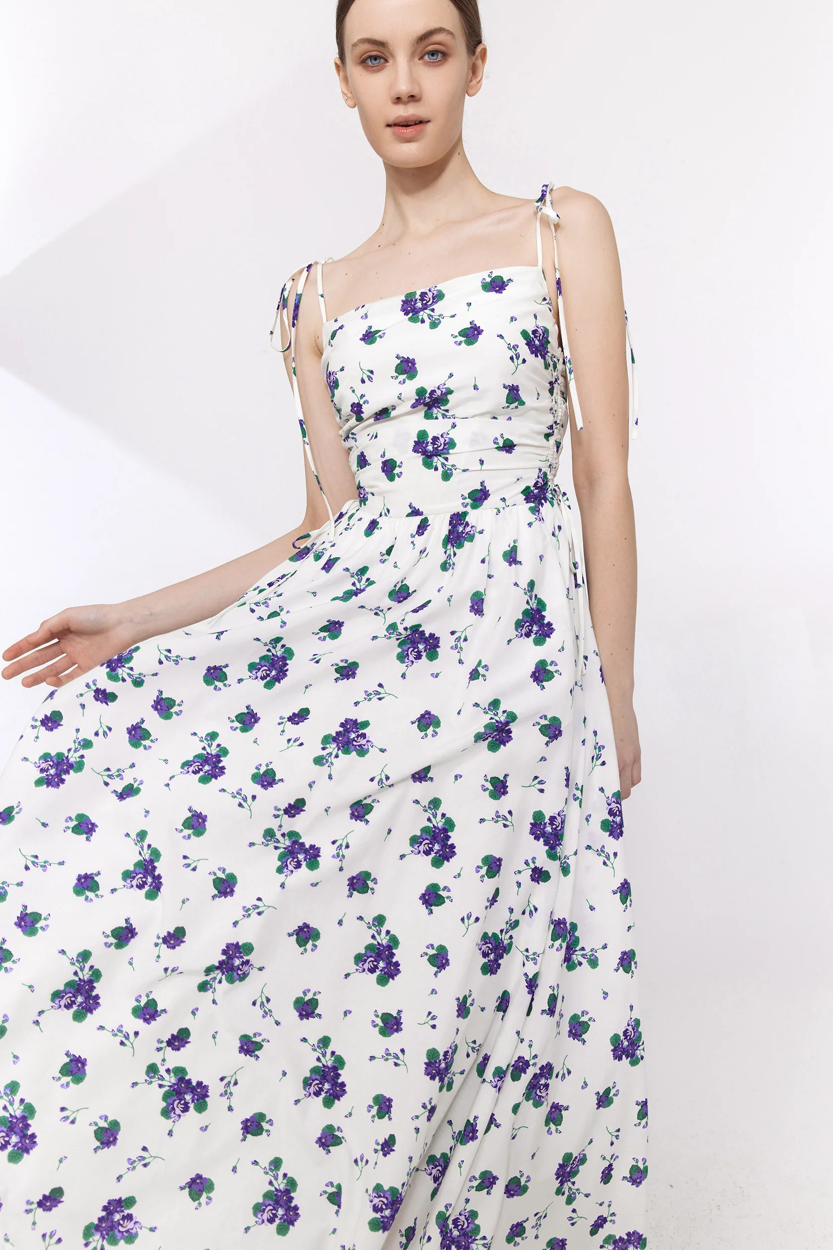 Lottie Floral Print Dress in Silk Cotton Blend | Fabrique