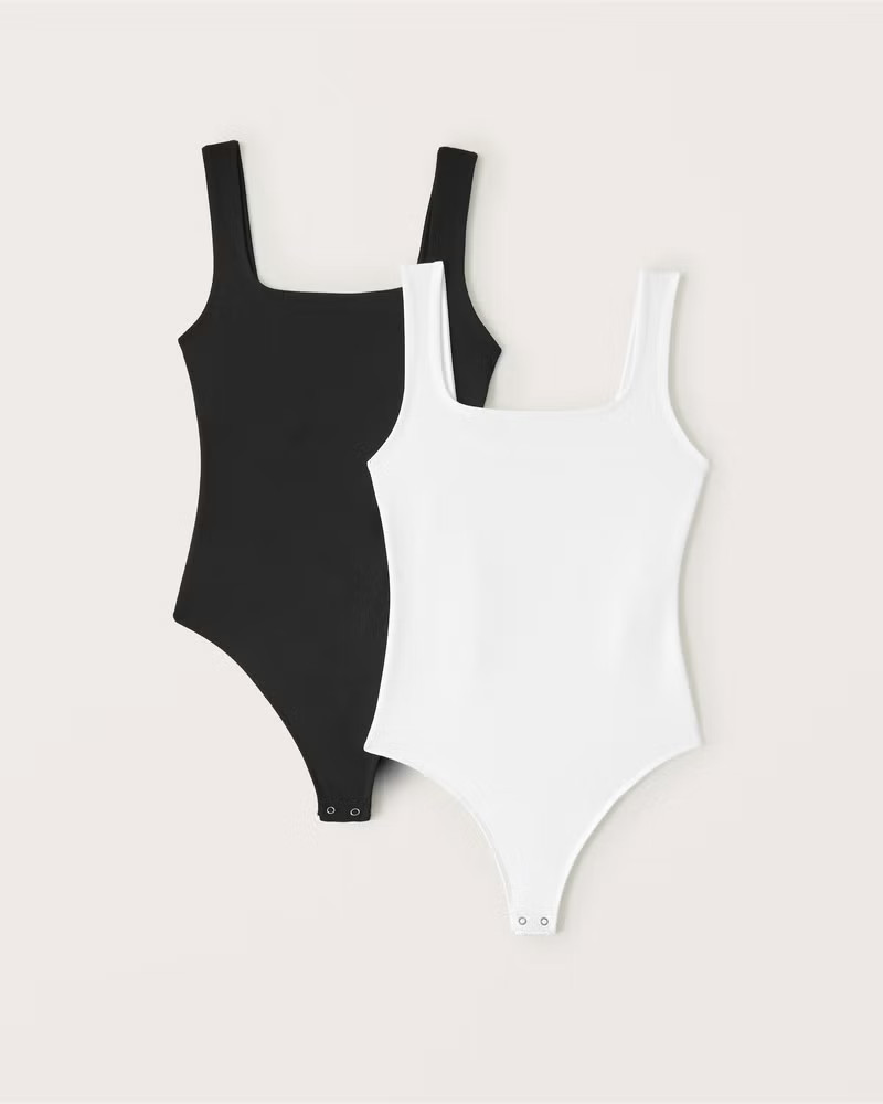 Abercrombie & Fitch Women's 2-Pack Seamless Fabric Tank Bodysuits in Black-White - Size XXS | Abercrombie & Fitch (US)