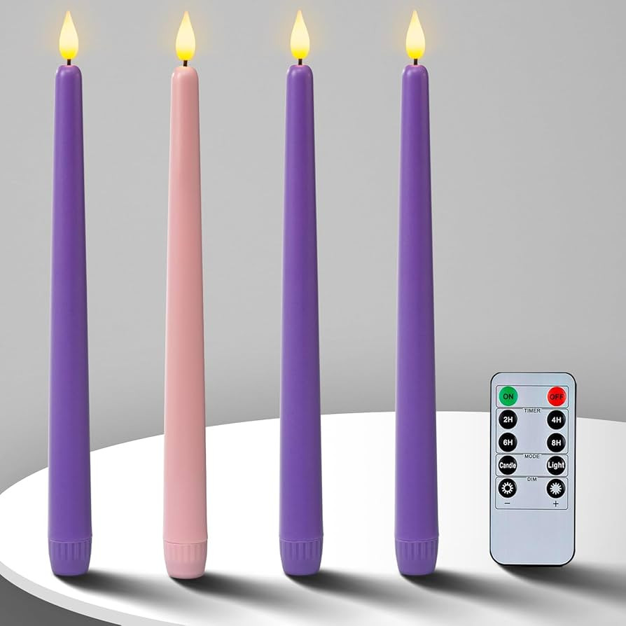 Homemory Battery-Operated LED Flickering Advent Candles, Set of 4 with Remote Timer - For Christm... | Amazon (US)
