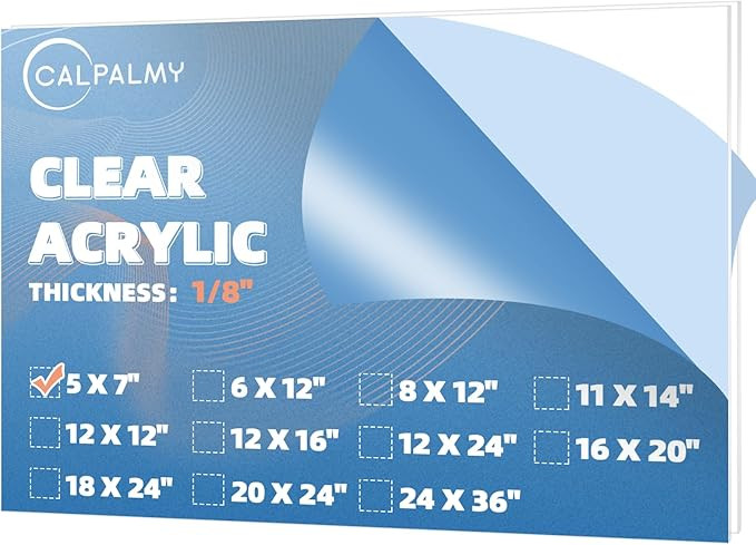 CALPALMY (2-Pack) 5 x 7” Clear Acrylic Sheet Plexiglass – 1/8” Thick; Use for Craft Project... | Amazon (US)