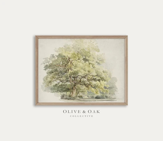 Vintage Oak Tree Drawing / Rustic Country Art Print Digital PRINTABLE Wall Art / Antique Botanica... | Etsy (US)