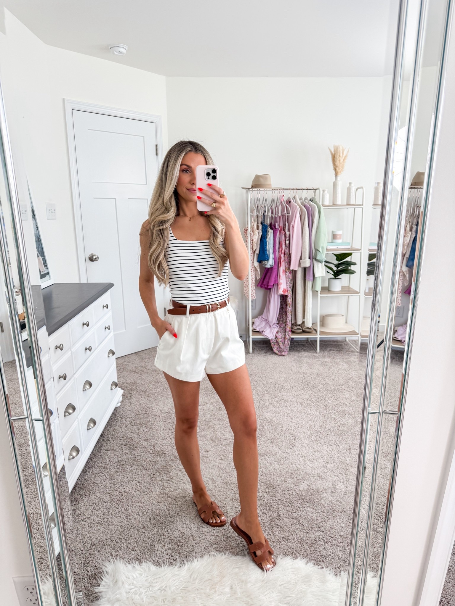 Zara tank top: xs 
Zara tailored shorts: xs — these run big in the waist imo but I’m able to make them work with a belt 

#LTKSeasonal #LTKPetite #LTKFindsUnder100
