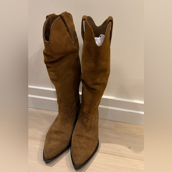 Zara Brown Suede Cowboy Boots | Poshmark