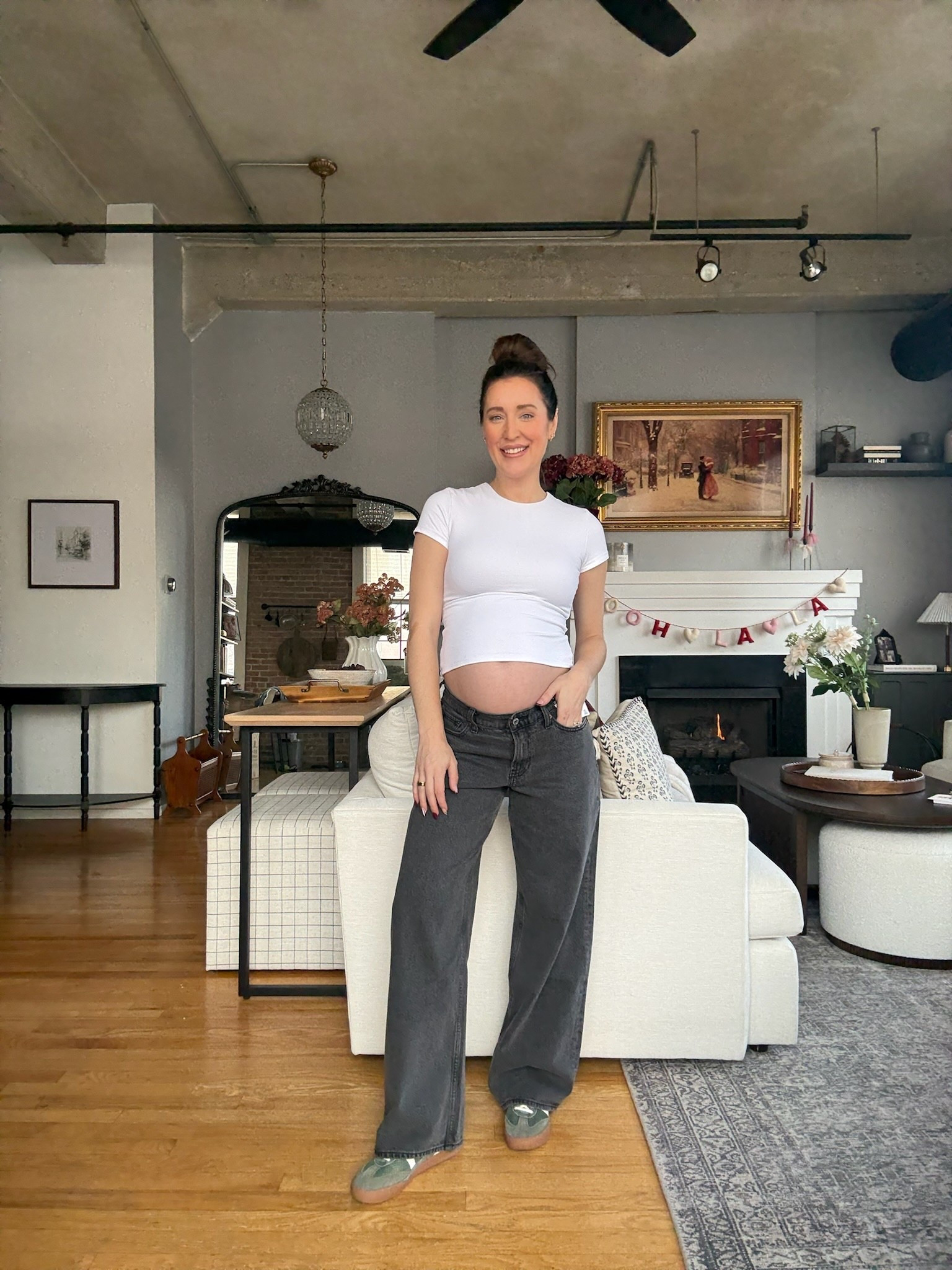 Obsessed with these curve love low rise ultra loose jeans from Abercrombie! I wear a 24 normally and sized up to 26 for the bump, but will likely be swapping for a 27. The double lined bra fee baby tee I’m wearing a small - linking my fav tanks that are now also in a bra free option

#LTKmomlife #LTKBump