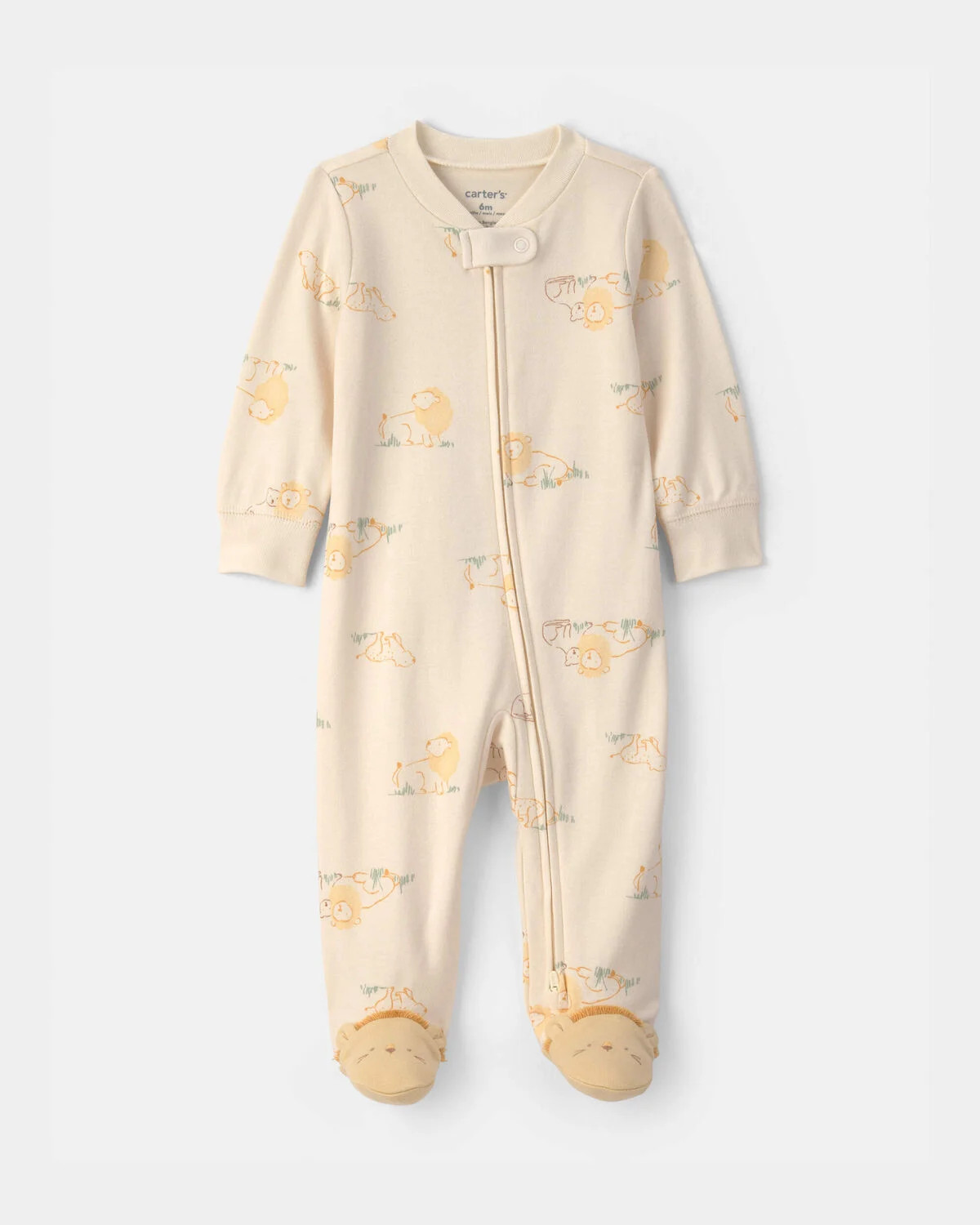 Baby Lion 100% Cotton 2-Way Zip Sleep & Play Pajamas - Ivory | Carter's Inc