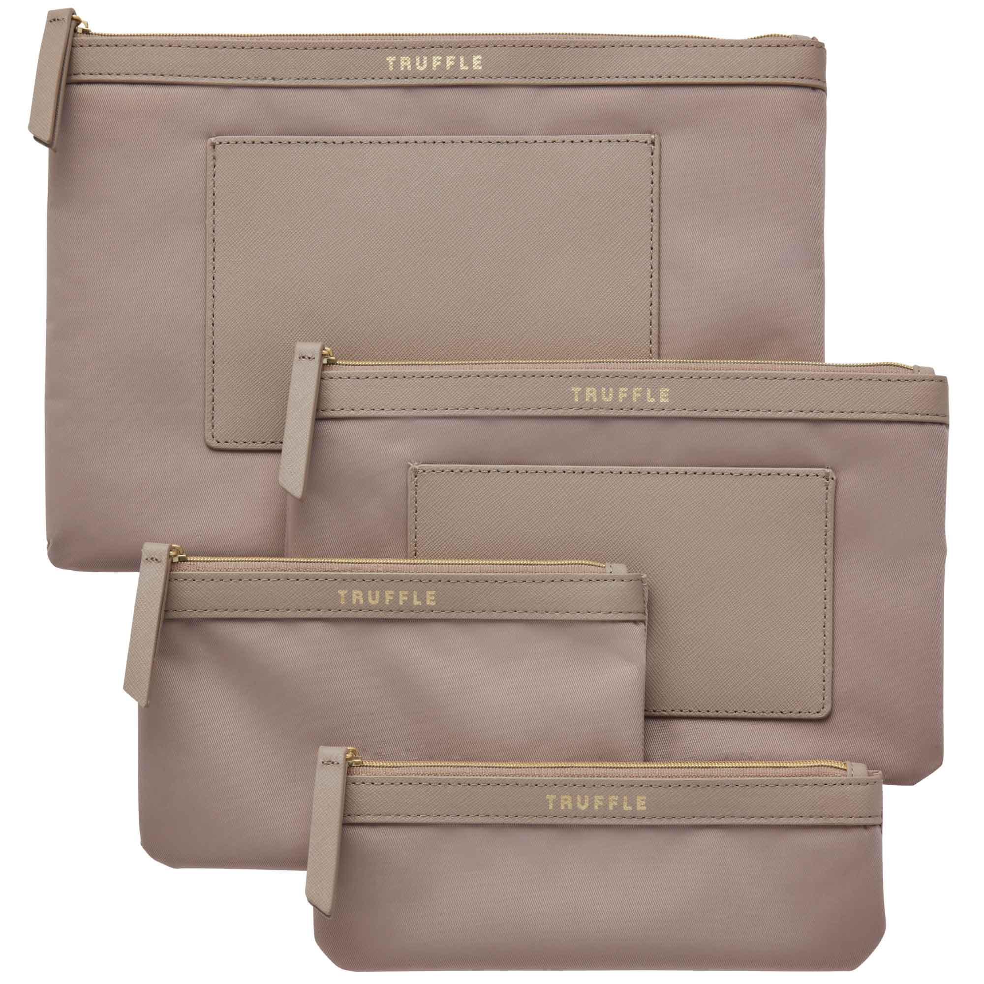 Recycled Nylon Pouch Set - 4 Nylon Zipper Pouches | Truffle | TRUFFLE