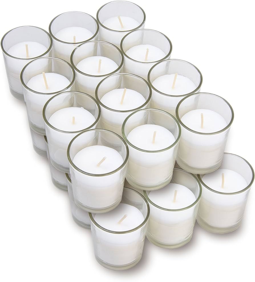 Harmonic Blossom Glass Votives - Premium White Unscented Votive Candles in Clear Elegant Holders ... | Amazon (US)